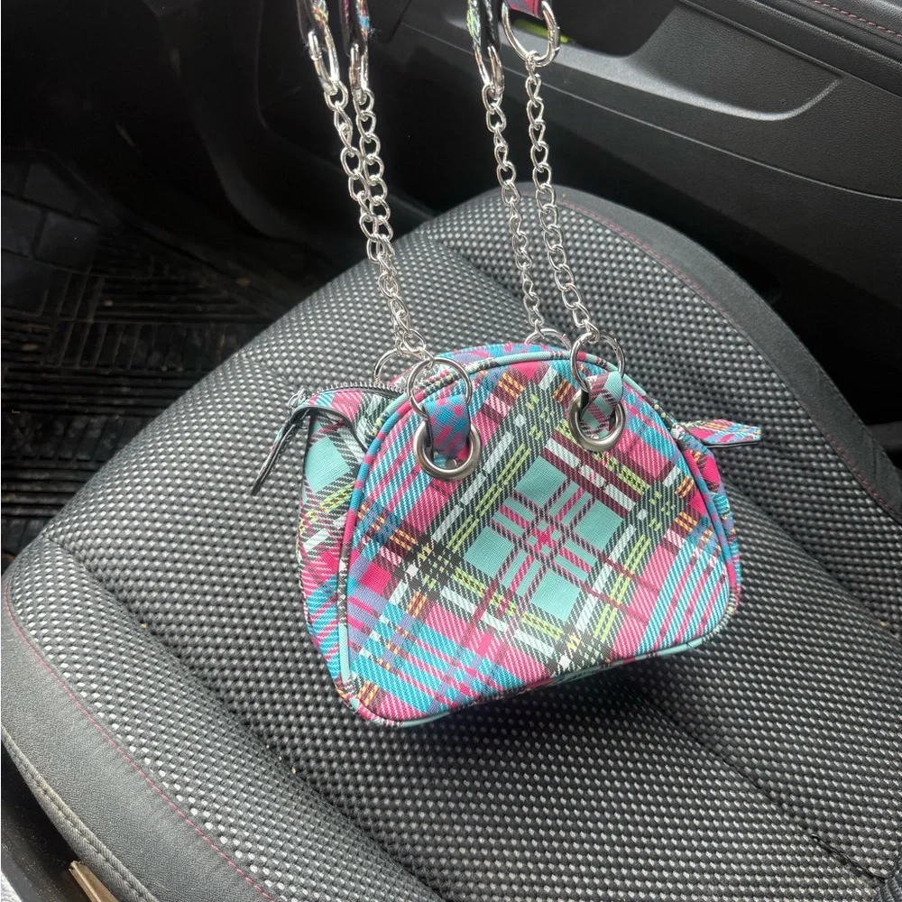 Vivienne Westwood Multicolor Plaid Mini Bag with Silver Orb Logo - Picture 4 of 6
